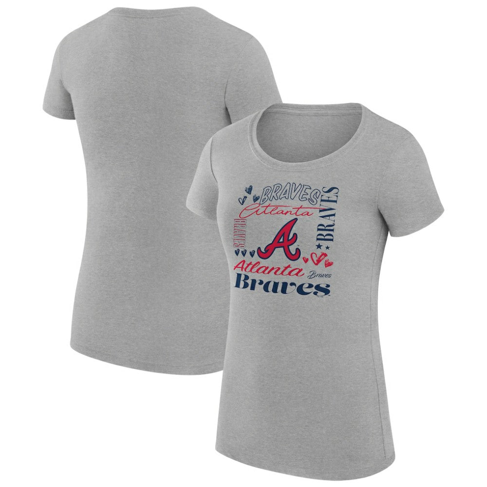 Atlanta Braves G-III 4Her by Carl Banks Women's Super-Slim Fit Lightweight Collage Team Graphic Crew Neck T-Shirt On Sale