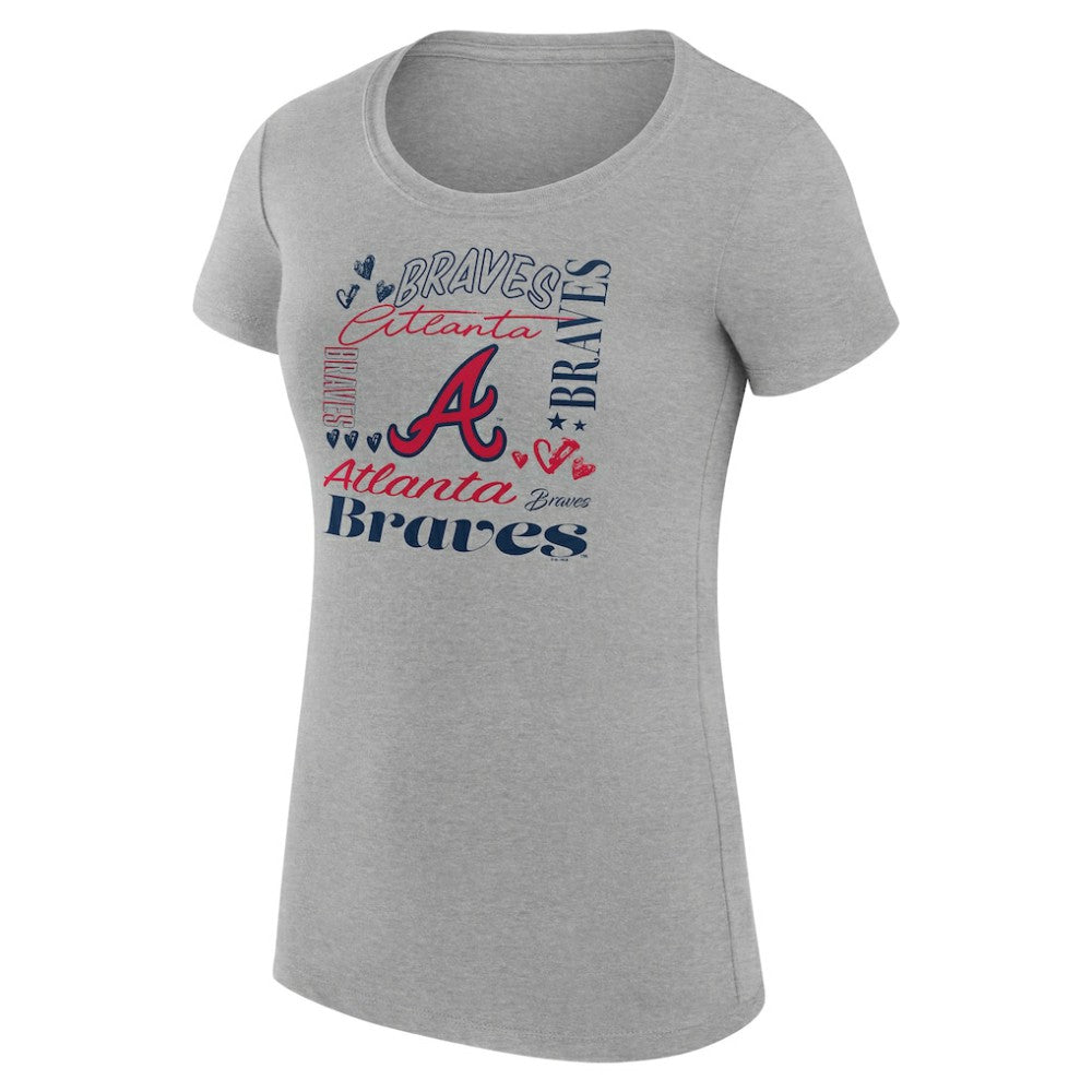 Atlanta Braves G-III 4Her by Carl Banks Women's Super-Slim Fit Lightweight Collage Team Graphic Crew Neck T-Shirt On Sale