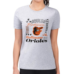 Baltimore Orioles G-III 4Her by Carl Banks Women's Super-Slim Fit Lightweight Collage Team Graphic Crew Neck T-Shirt Near Me