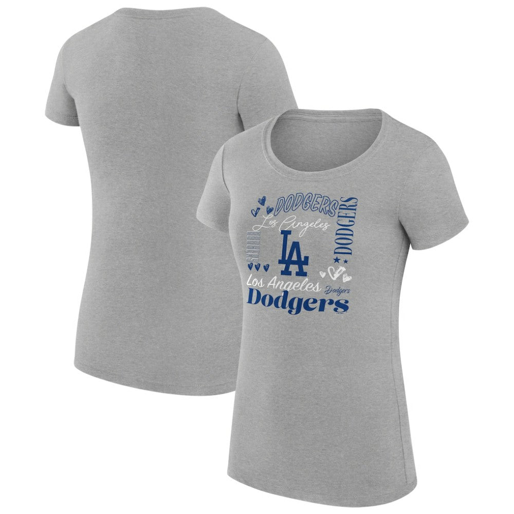 Los Angeles Dodgers G-III 4Her by Carl Banks Women's Super-Slim Fit Lightweight Collage Team Graphic Crew Neck T-Shirt Clearance
