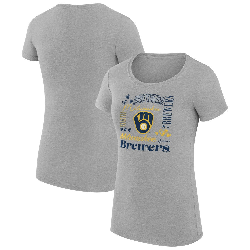 Milwaukee Brewers G-III 4Her by Carl Banks Women's Super-Slim Fit Lightweight Collage Team Graphic Crew Neck T-Shirt for sale