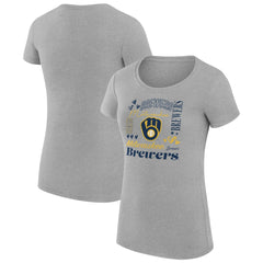 Milwaukee Brewers G-III 4Her by Carl Banks Women's Super-Slim Fit Lightweight Collage Team Graphic Crew Neck T-Shirt for sale