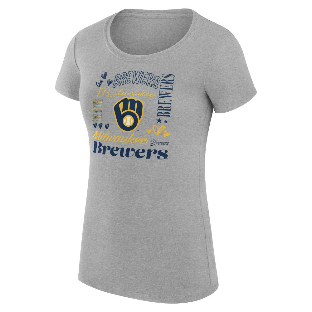 Milwaukee Brewers G-III 4Her by Carl Banks Women's Super-Slim Fit Lightweight Collage Team Graphic Crew Neck T-Shirt for sale