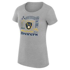Milwaukee Brewers G-III 4Her by Carl Banks Women's Super-Slim Fit Lightweight Collage Team Graphic Crew Neck T-Shirt for sale