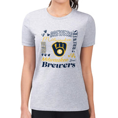 Milwaukee Brewers G-III 4Her by Carl Banks Women's Super-Slim Fit Lightweight Collage Team Graphic Crew Neck T-Shirt for sale