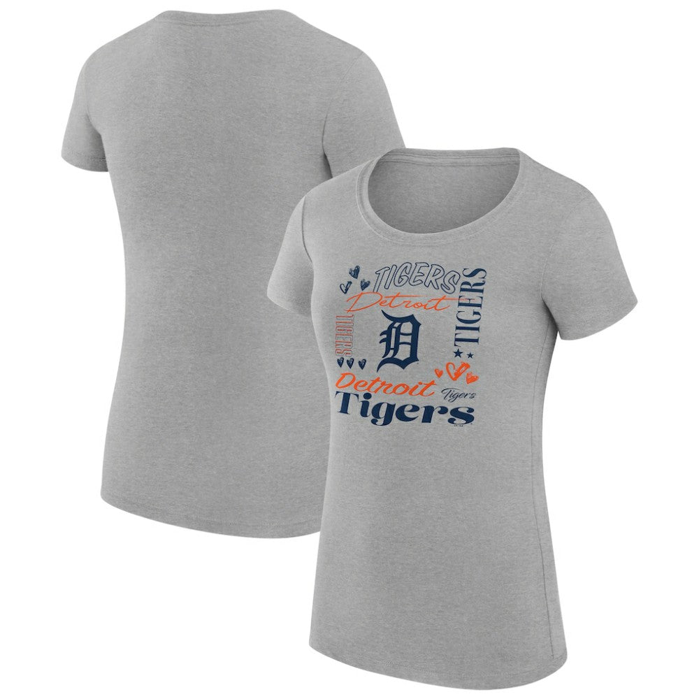 Detroit Tigers G-III 4Her by Carl Banks Women's Super-Slim Fit Lightweight Collage Team Graphic Crew Neck T-Shirt for sale