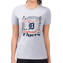 Detroit Tigers G-III 4Her by Carl Banks Women's Super-Slim Fit Lightweight Collage Team Graphic Crew Neck T-Shirt for sale