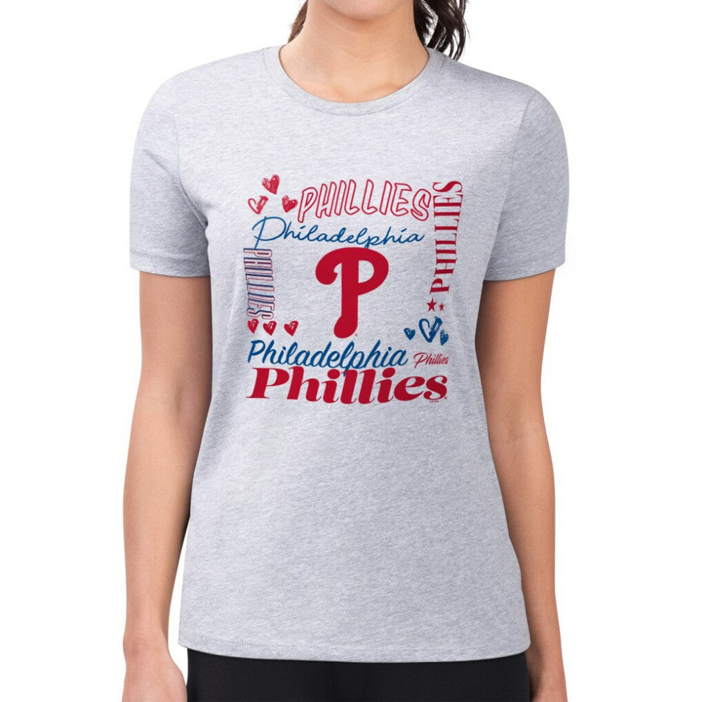 Philadelphia Phillies G-III 4Her by Carl Banks Women's Super-Slim Fit Lightweight Collage Team Graphic Crew Neck T-Shirt Near Me