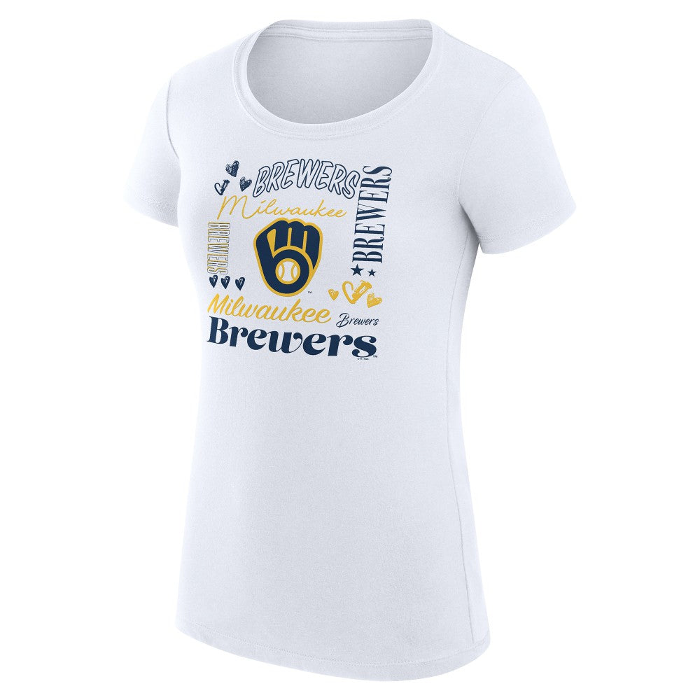 Milwaukee Brewers G-III 4Her by Carl Banks Women's Super-Slim Fit Lightweight Collage Team Graphic Crew Neck T-Shirt Online