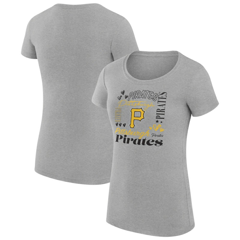 Pittsburgh Pirates G-III 4Her by Carl Banks Women's Super-Slim Fit Lightweight Collage Team Graphic Crew Neck T-Shirt discount