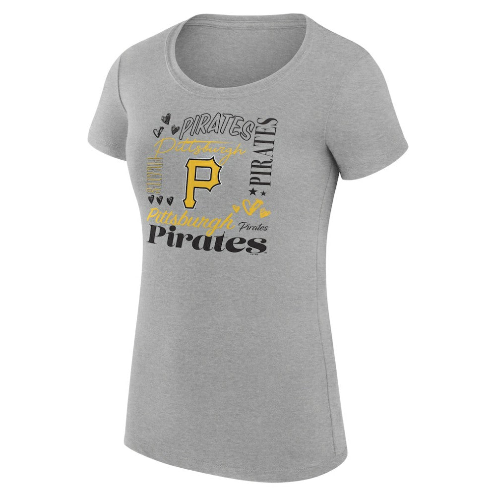 Pittsburgh Pirates G-III 4Her by Carl Banks Women's Super-Slim Fit Lightweight Collage Team Graphic Crew Neck T-Shirt discount
