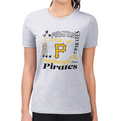 Pittsburgh Pirates G-III 4Her by Carl Banks Women's Super-Slim Fit Lightweight Collage Team Graphic Crew Neck T-Shirt discount