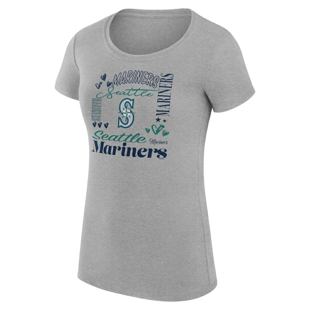 Seattle Mariners G-III 4Her by Carl Banks Women's Super-Slim Fit Lightweight Collage Team Graphic Crew Neck T-Shirt Near Me