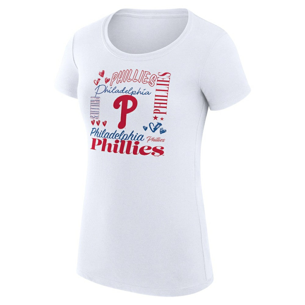 Philadelphia Phillies G-III 4Her by Carl Banks Women's Super-Slim Fit Lightweight Collage Team Graphic Crew Neck T-Shirt Lifestyle