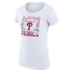 Philadelphia Phillies G-III 4Her by Carl Banks Women's Super-Slim Fit Lightweight Collage Team Graphic Crew Neck T-Shirt Lifestyle