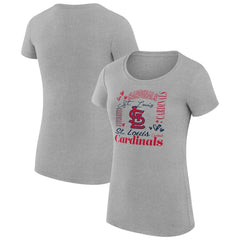 St. Louis Cardinals G-III 4Her by Carl Banks Women's Super-Slim Fit Lightweight Collage Team Graphic Crew Neck T-Shirt Clearance