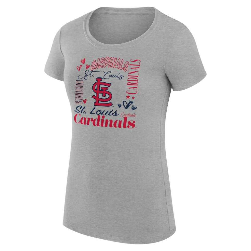 St. Louis Cardinals G-III 4Her by Carl Banks Women's Super-Slim Fit Lightweight Collage Team Graphic Crew Neck T-Shirt Clearance