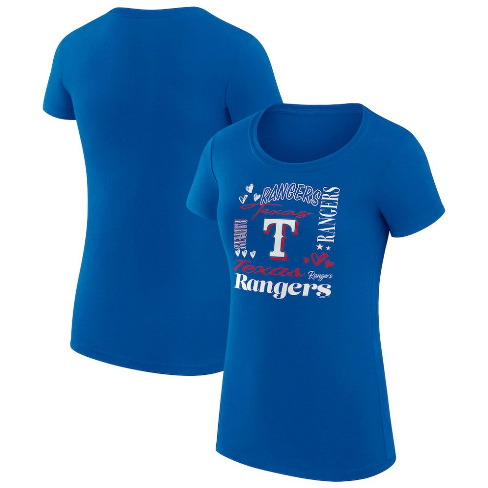Texas Rangers G-III 4Her by Carl Banks Women's Super-Slim Fit Lightweight Collage Team Graphic Crew Neck T-Shirt Near Me
