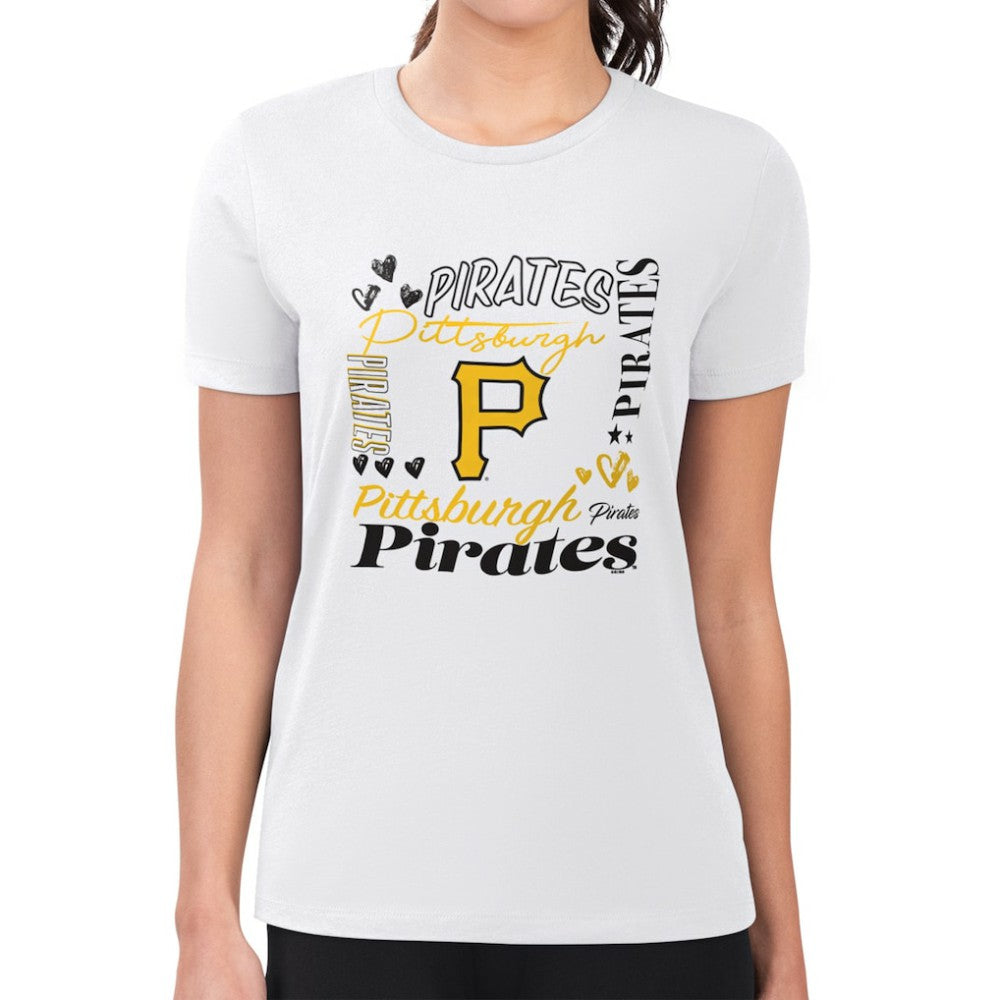 Pittsburgh Pirates G-III 4Her by Carl Banks Women's Super-Slim Fit Lightweight Collage Team Graphic Crew Neck T-Shirt Online