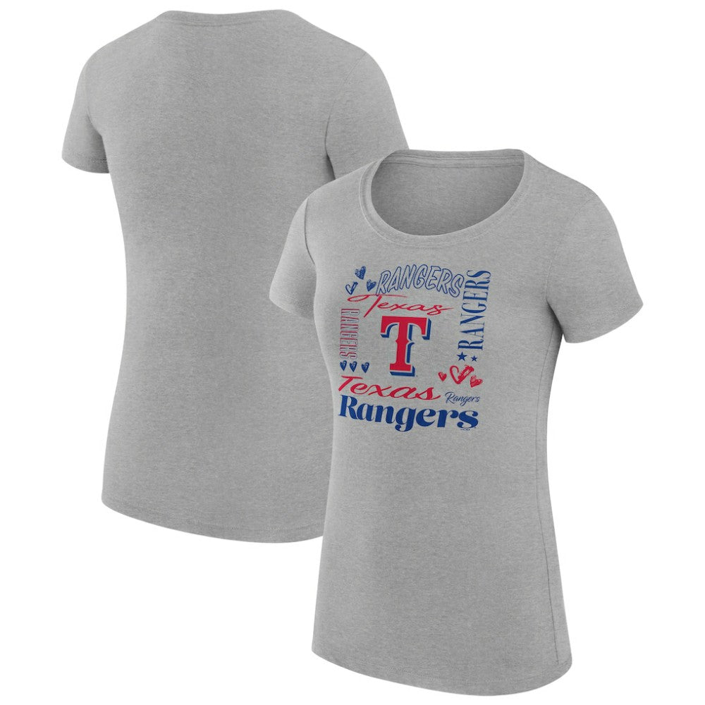 Texas Rangers G-III 4Her by Carl Banks Women's Super-Slim Fit Lightweight Collage Team Graphic Crew Neck T-Shirt for sale