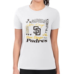 San Diego Padres G-III 4Her by Carl Banks Women's Super-Slim Fit Lightweight Collage Team Graphic Crew Neck T-Shirt Sale