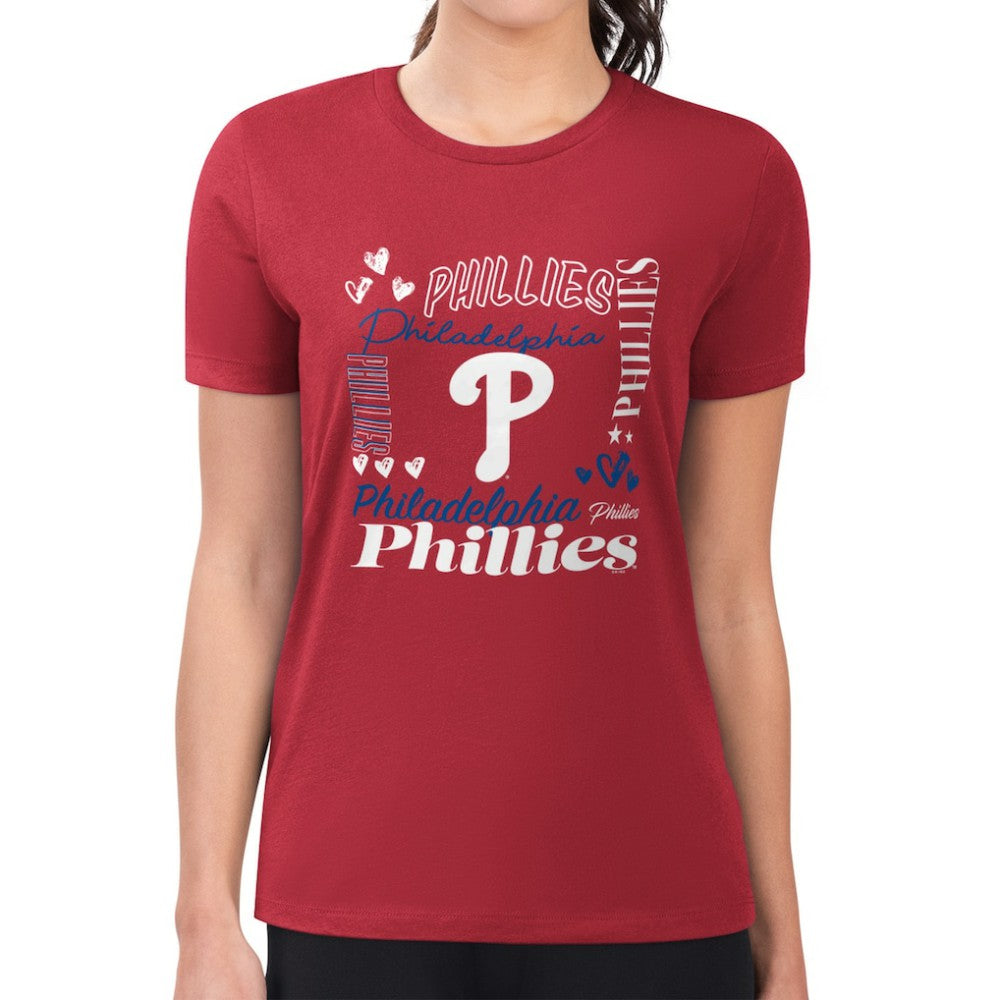 Philadelphia Phillies G-III 4Her by Carl Banks Women's Super-Slim Fit Lightweight Collage Team Graphic Crew Neck T-Shirt Near Me