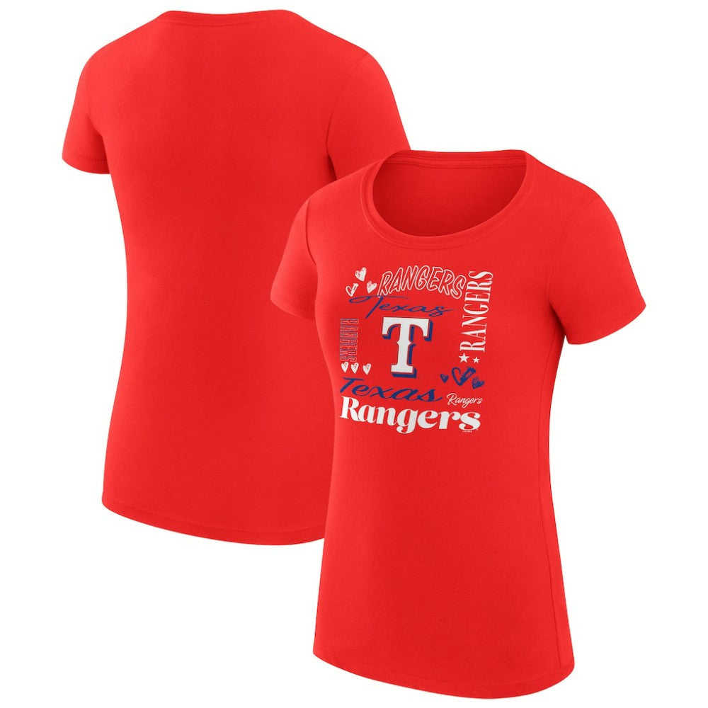 Texas Rangers G-III 4Her by Carl Banks Women's Super-Slim Fit Lightweight Collage Team Graphic Crew Neck T-Shirt Clearance