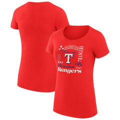 Texas Rangers G-III 4Her by Carl Banks Women's Super-Slim Fit Lightweight Collage Team Graphic Crew Neck T-Shirt Clearance