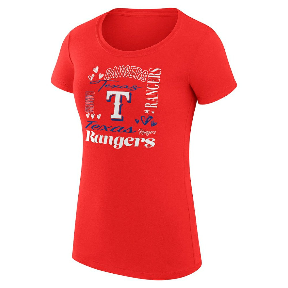 Texas Rangers G-III 4Her by Carl Banks Women's Super-Slim Fit Lightweight Collage Team Graphic Crew Neck T-Shirt Clearance