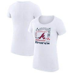 Atlanta Braves G-III 4Her by Carl Banks Women's Super-Slim Fit Lightweight Collage Team Graphic Crew Neck T-Shirt Lifestyle