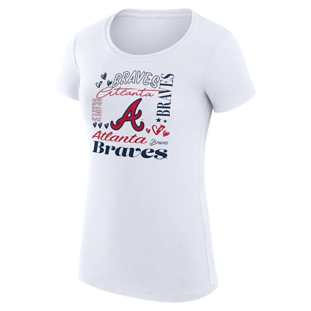 Atlanta Braves G-III 4Her by Carl Banks Women's Super-Slim Fit Lightweight Collage Team Graphic Crew Neck T-Shirt Lifestyle