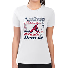 Atlanta Braves G-III 4Her by Carl Banks Women's Super-Slim Fit Lightweight Collage Team Graphic Crew Neck T-Shirt Lifestyle