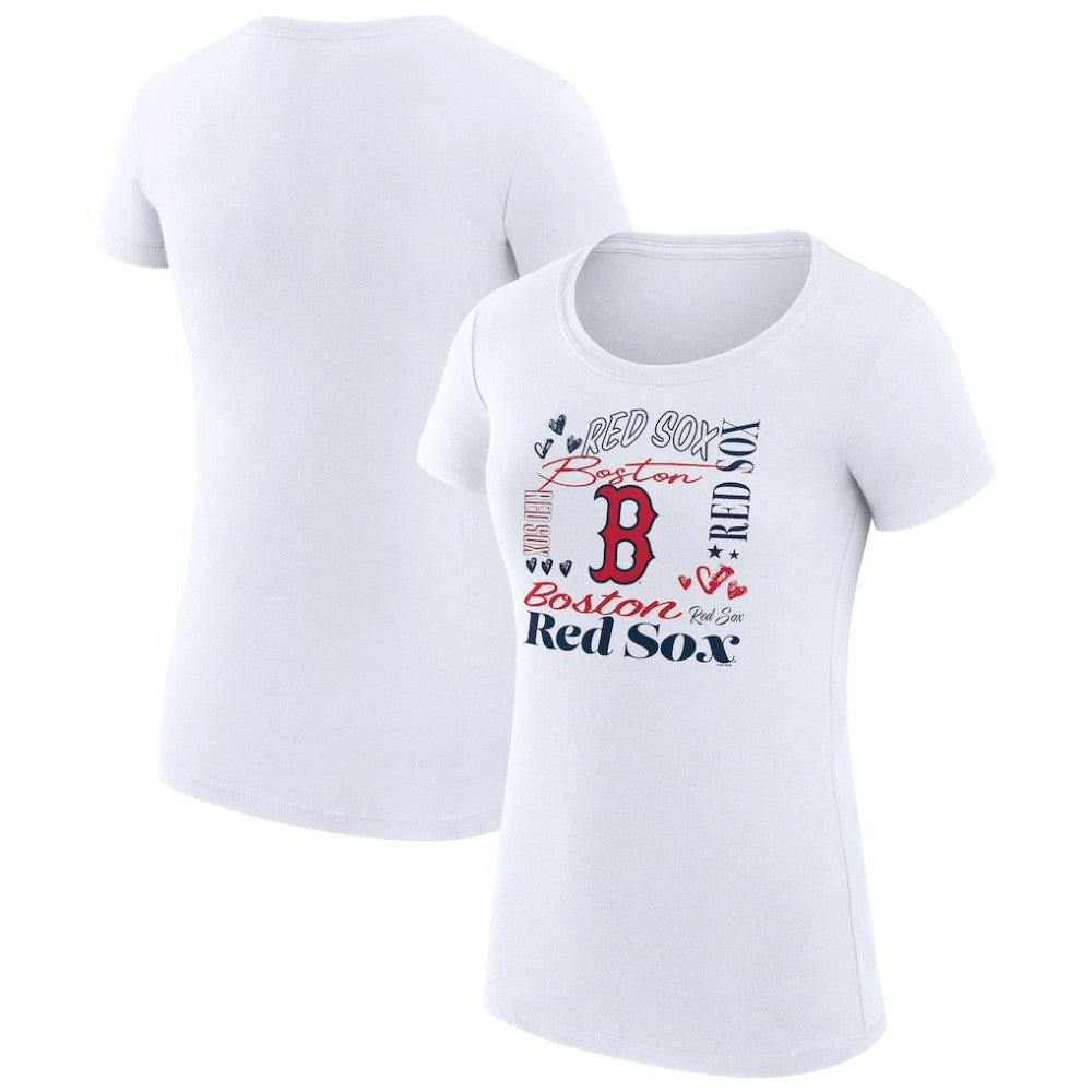 Boston Red Sox G-III 4Her by Carl Banks Women's Super-Slim Fit Lightweight Collage Team Graphic Crew Neck T-Shirt Sale
