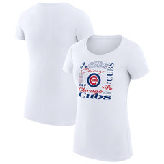 Chicago Cubs G-III 4Her by Carl Banks Women's Super-Slim Fit Lightweight Collage Team Graphic Crew Neck T-Shirt Clearance