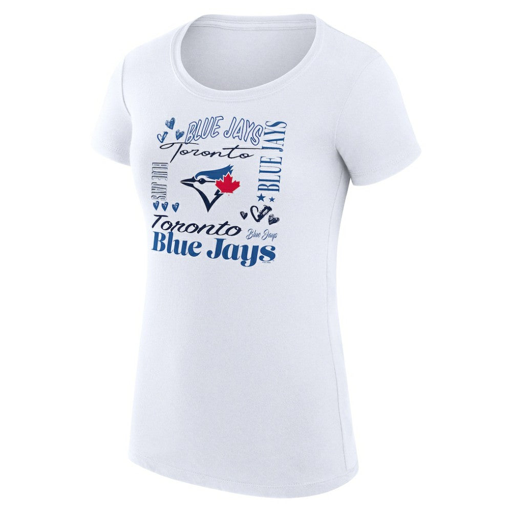 Toronto Blue Jays G-III 4Her by Carl Banks Women's Super-Slim Fit Lightweight Collage Team Graphic Crew Neck T-Shirt Clearance