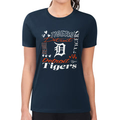 Detroit Tigers G-III 4Her by Carl Banks Women's Super-Slim Fit Lightweight Collage Team Graphic Crew Neck T-Shirt for sale