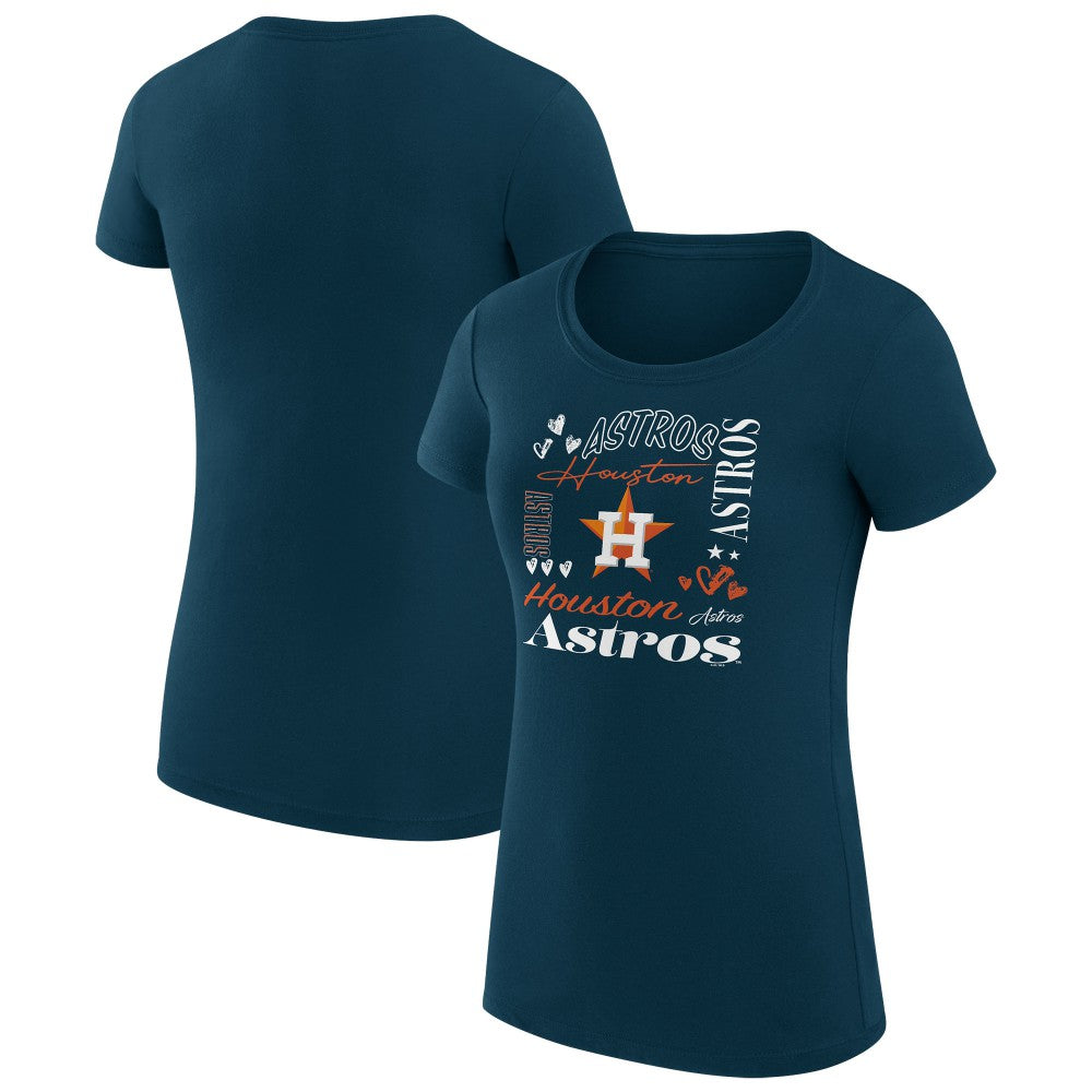 Houston Astros G-III 4Her by Carl Banks Women's Super-Slim Fit Lightweight Collage Team Graphic Crew Neck T-Shirt Lifestyle