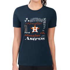 Houston Astros G-III 4Her by Carl Banks Women's Super-Slim Fit Lightweight Collage Team Graphic Crew Neck T-Shirt Lifestyle