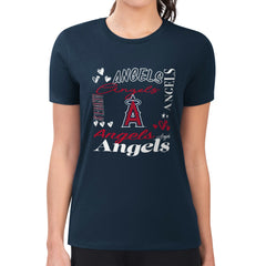 Los Angeles Angels G-III 4Her by Carl Banks Women's Super-Slim Fit Lightweight Collage Team Graphic Crew Neck T-Shirt Sale