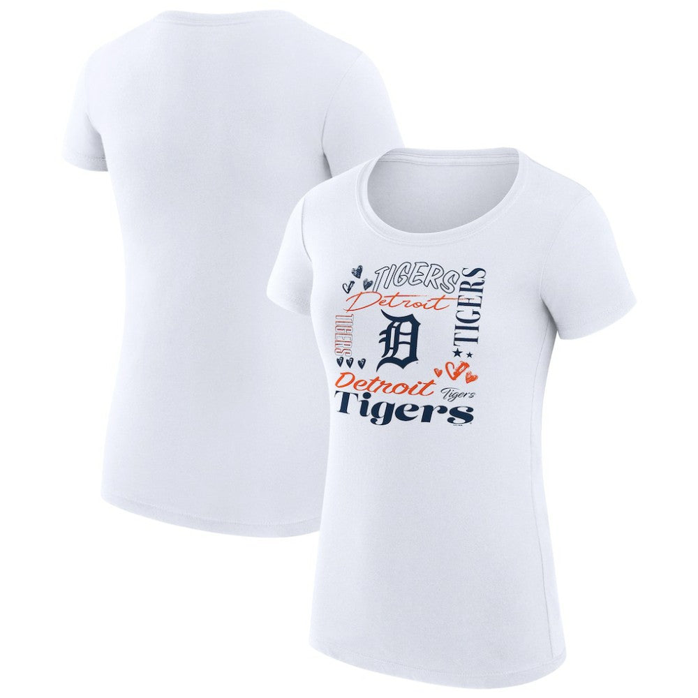 Detroit Tigers G-III 4Her by Carl Banks Women's Super-Slim Fit Lightweight Collage Team Graphic Crew Neck T-Shirt Lifestyle
