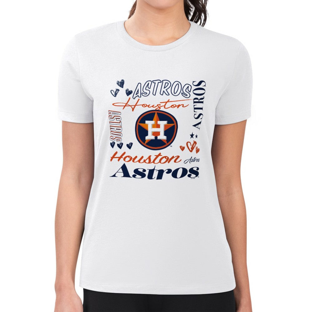 Houston Astros G-III 4Her by Carl Banks Women's Super-Slim Fit Lightweight Collage Team Graphic Crew Neck T-Shirt for sale