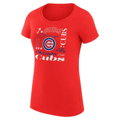 Chicago Cubs G-III 4Her by Carl Banks Women's Super-Slim Fit Lightweight Collage Team Graphic Crew Neck T-Shirt Lifestyle