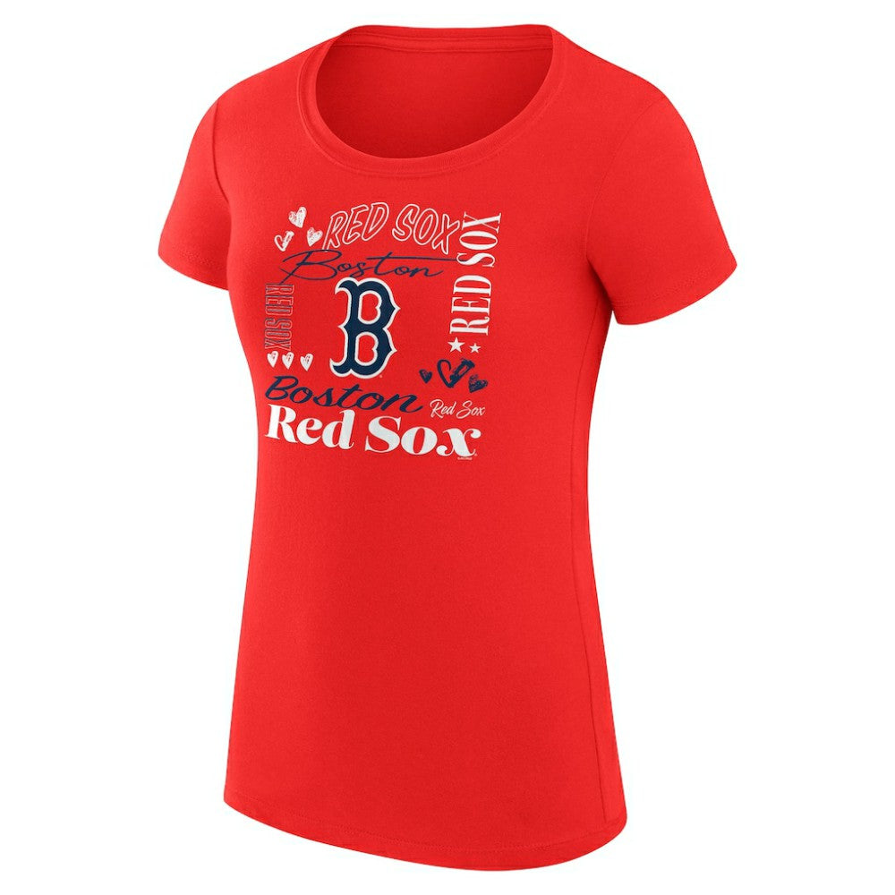 Boston Red Sox G-III 4Her by Carl Banks Women's Super-Slim Fit Lightweight Collage Team Graphic Crew Neck T-Shirt Clearance