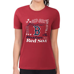 Boston Red Sox G-III 4Her by Carl Banks Women's Super-Slim Fit Lightweight Collage Team Graphic Crew Neck T-Shirt Clearance