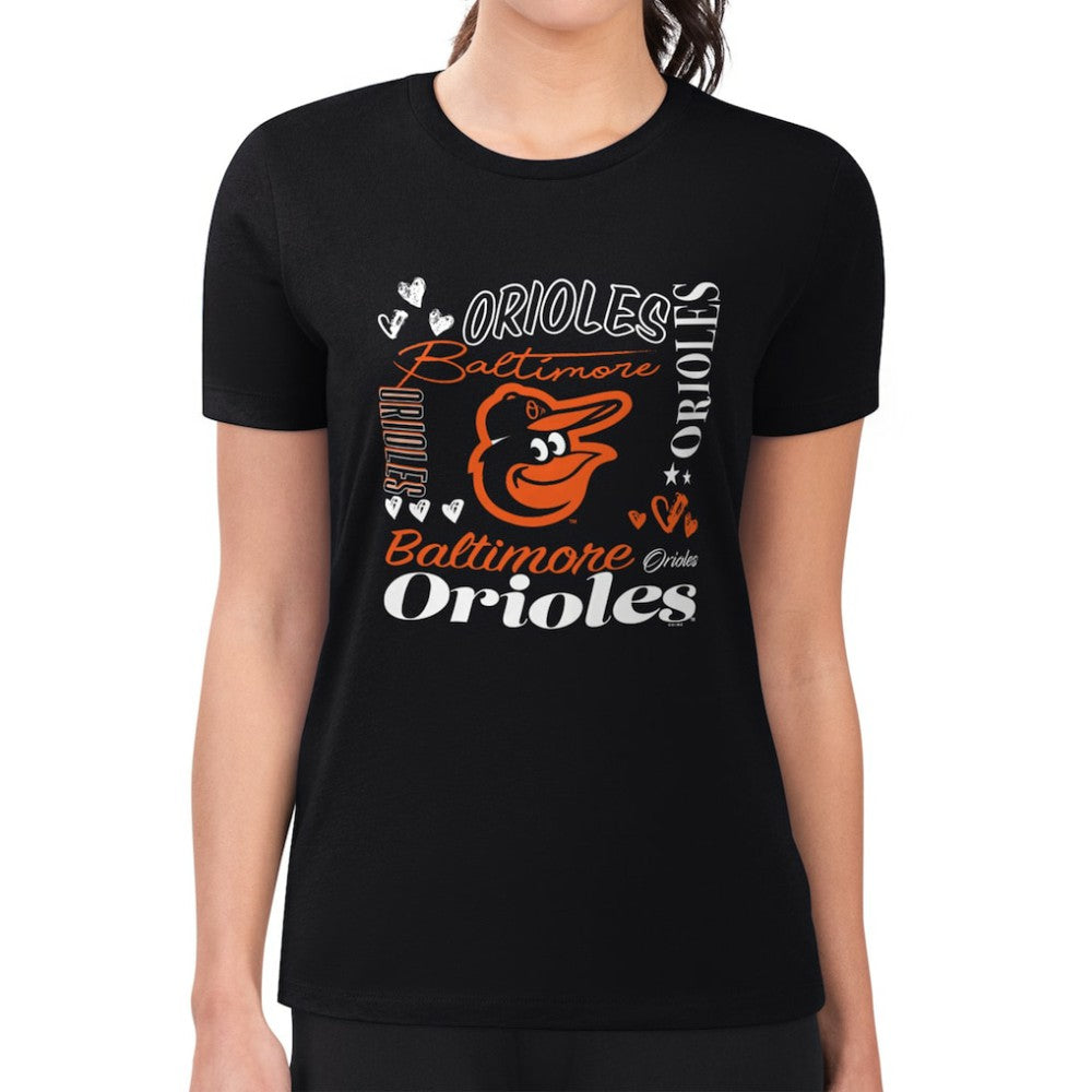 Baltimore Orioles G-III 4Her by Carl Banks Women's Super-Slim Fit Lightweight Collage Team Graphic Crew Neck T-Shirt Sale