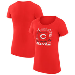 Cincinnati Reds G-III 4Her by Carl Banks Women's Super-Slim Fit Lightweight Collage Team Graphic Crew Neck T-Shirt Lifestyle