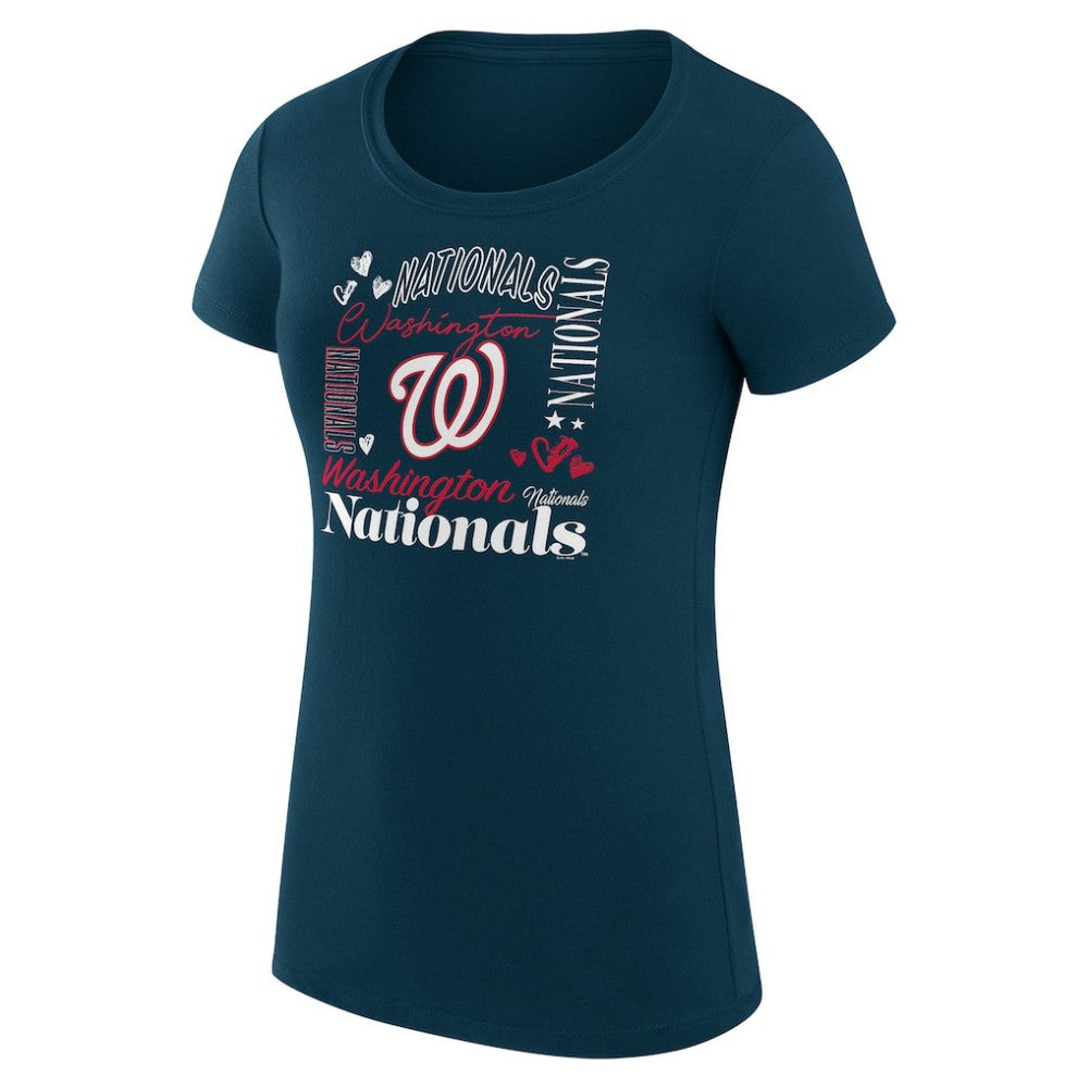 Washington Nationals G-III 4Her by Carl Banks Women's Super-Slim Fit Lightweight Collage Team Graphic Crew Neck T-Shirt Near Me