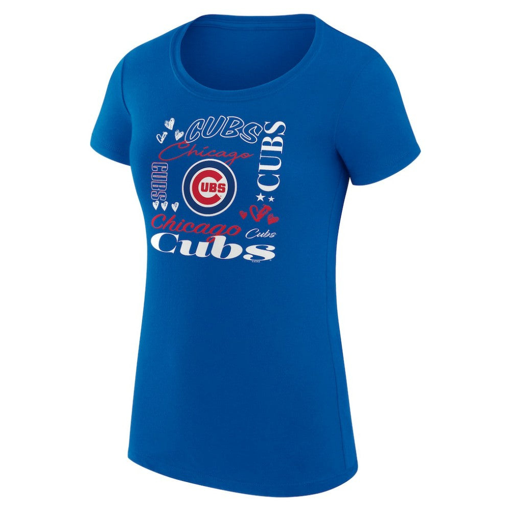 Chicago Cubs G-III 4Her by Carl Banks Women's Super-Slim Fit Lightweight Collage Team Graphic Crew Neck T-Shirt Sale