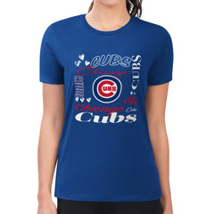 Chicago Cubs G-III 4Her by Carl Banks Women's Super-Slim Fit Lightweight Collage Team Graphic Crew Neck T-Shirt Sale