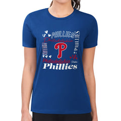 Philadelphia Phillies G-III 4Her by Carl Banks Women's Super-Slim Fit Lightweight Collage Team Graphic Crew Neck T-Shirt Clearance